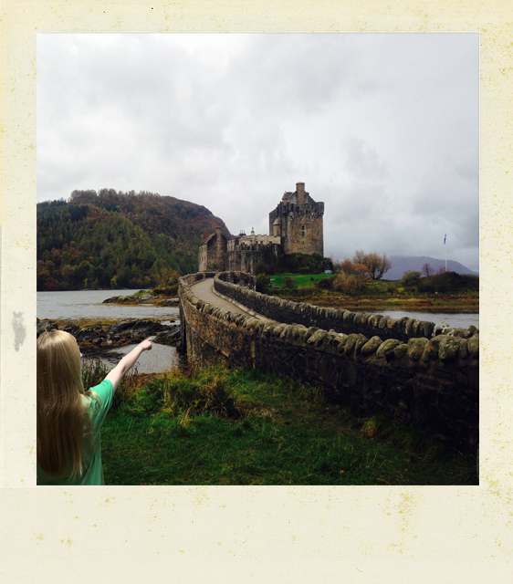 This is a polaroid photo of Eilean donan castle in scotland