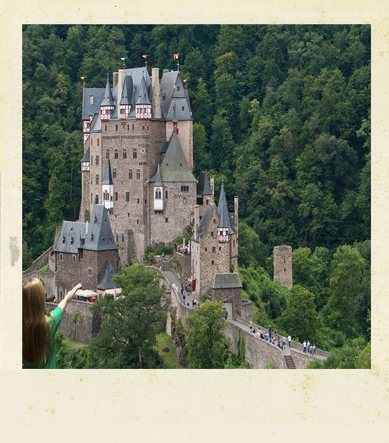 This is a polaroid photo of Eltz castle in germany