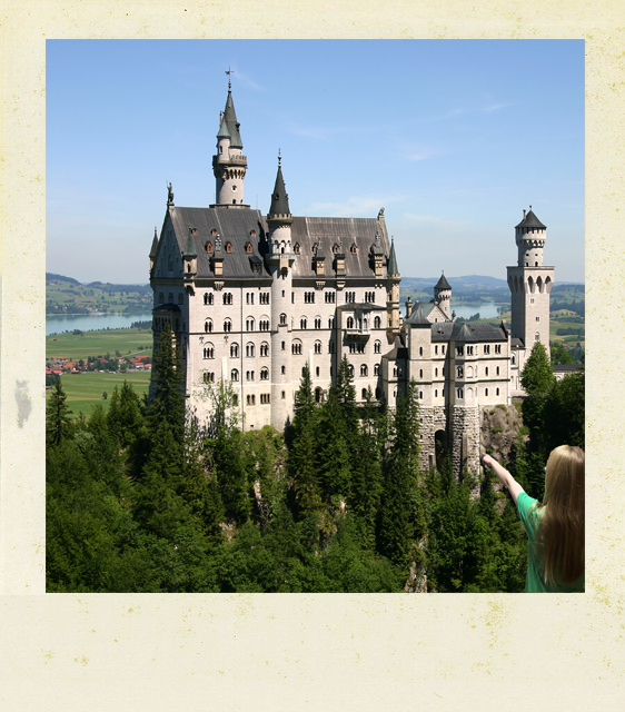 This is a polaroid photo of Neuschwanstein Castle in germany