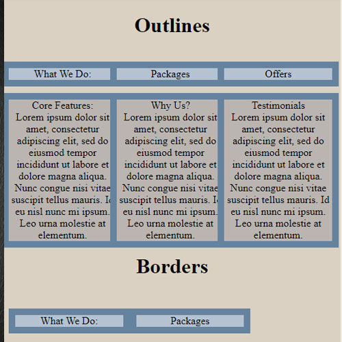 A picture of my outlines vs borders site.