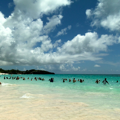 sunny cloudy day at the beach